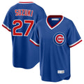 Johmsee C.Cubs #27 Seiya Suzuki Player Royal T-shirt Cooperstown Collection Limited Stitched Jerseys