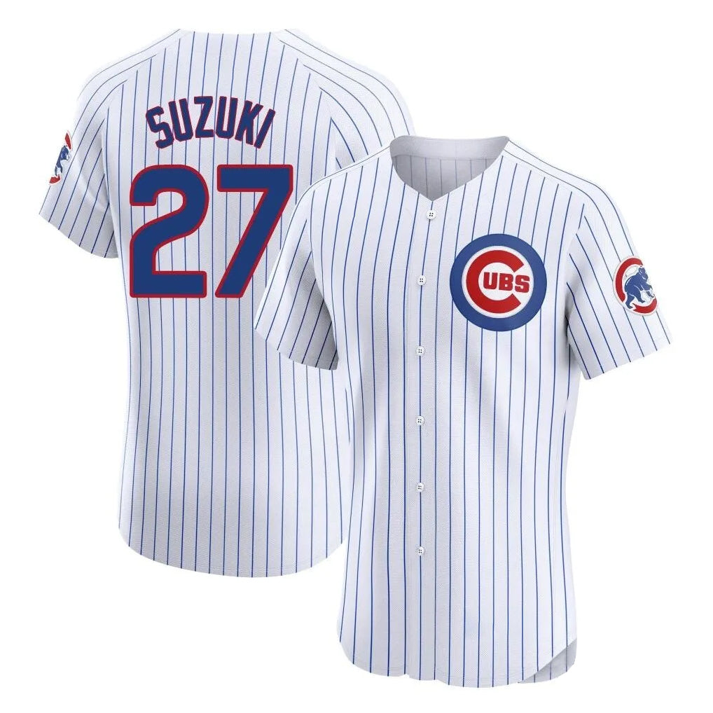 Johmsee C.Cubs #27 Seiya Suzuki Player White Limited Elite Home Game Stitched Jerseys