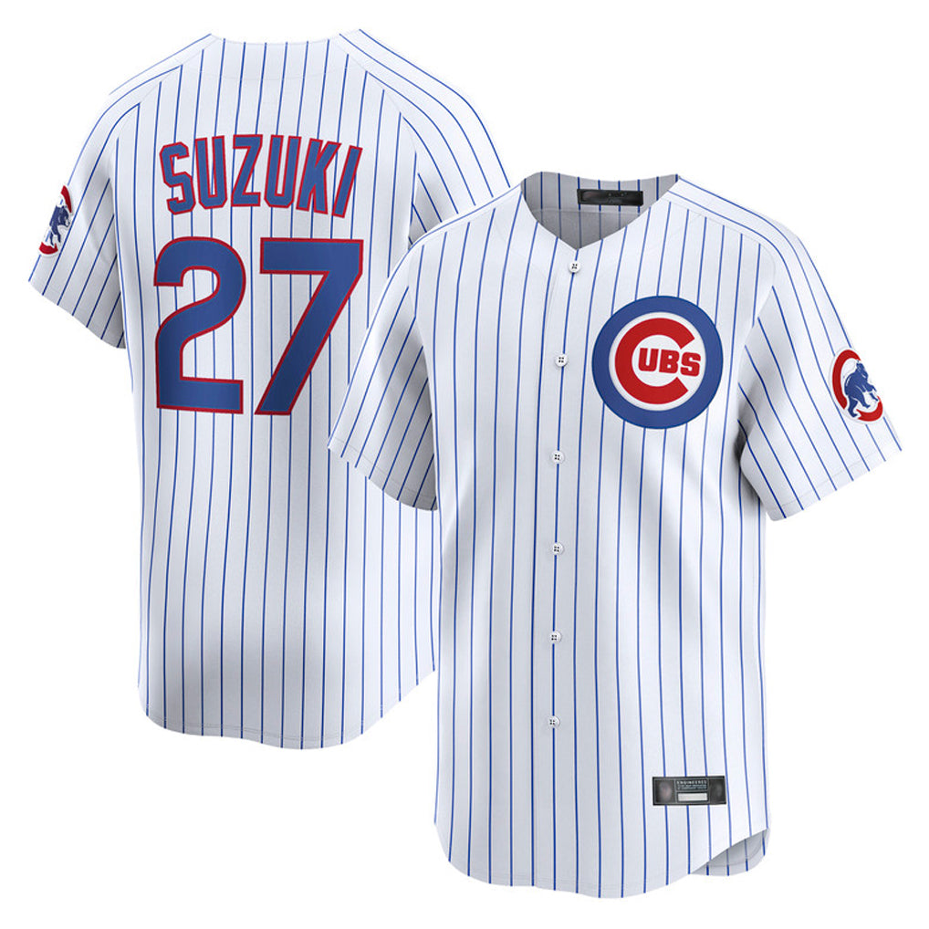 Johmsee C.Cubs #27 Seiya Suzuki Player White Limited Home Game Stitched Jerseys