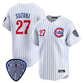 Johmsee C.Cubs #27 Seiya Suzuki Player White Pinstripe Vapor Premier Limited Home Stitched Jerseys