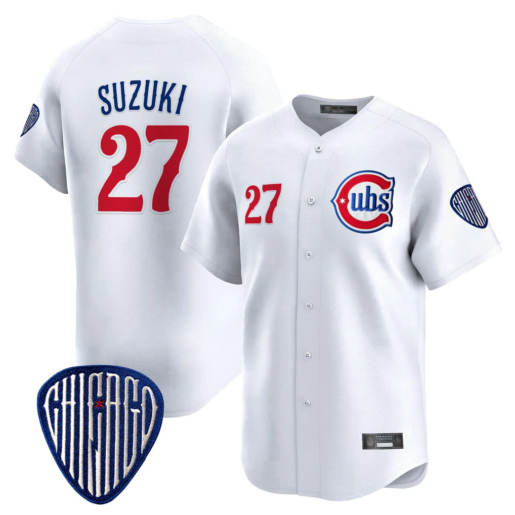 Johmsee C.Cubs #27 Seiya Suzuki Player White Vapor Premier Limited Home Stitched Jerseys