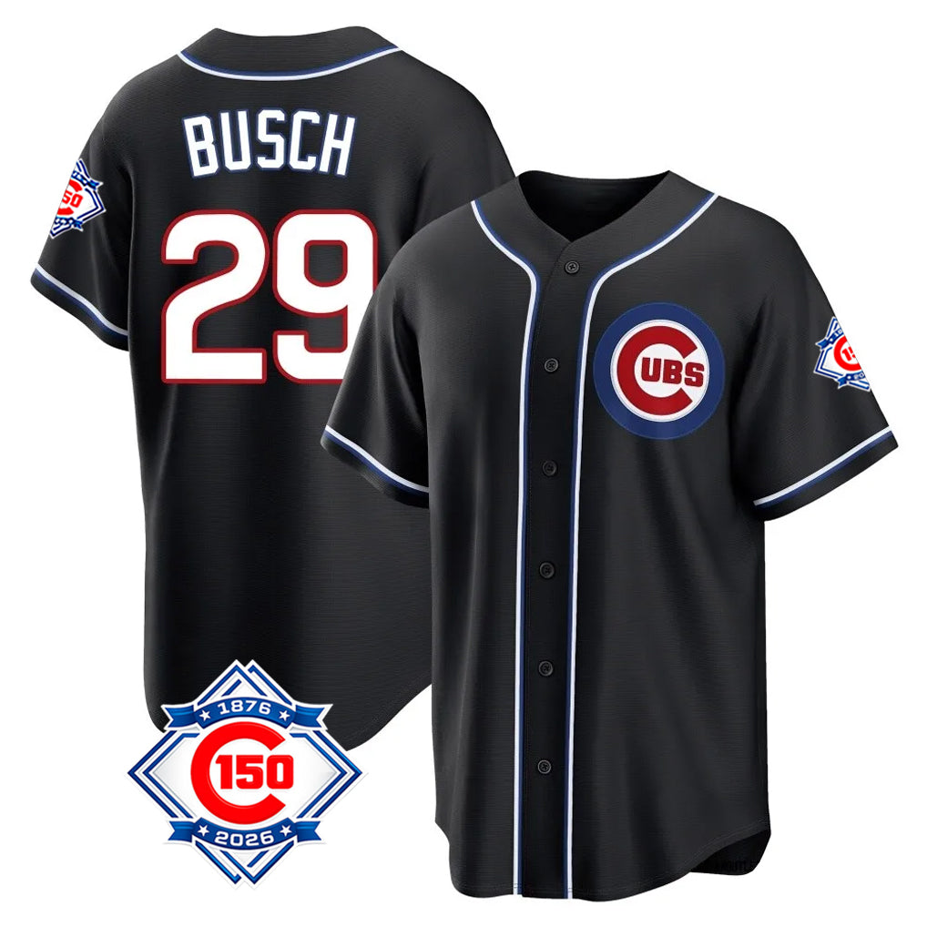 Johmsee C.Cubs #29 Michael Busch Player Black Fashion Out Game Stitched Jerseys