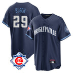 Johmsee C.Cubs #29 Michael Busch Player Navy 150th Anniversary City Connect Home Game Stitched Jerseys