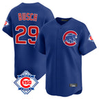 Johmsee C.Cubs #29 Michael Busch Player Royal 150th Anniversary Limited Home Stitched Jerseys