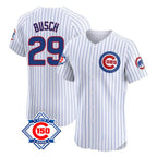 Johmsee C.Cubs #29 Michael Busch Player White 150th Anniversary Limited Elite Home Game Stitched Jerseys