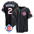Johmsee C.Cubs #2 Nico Hoerner Player Black Fashion Out 150th Anniversary Game Stitched Jerseys