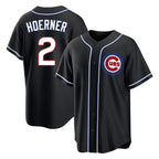 Johmsee C.Cubs #2 Nico Hoerner Player Black Fashion Out Game Stitched Jerseys