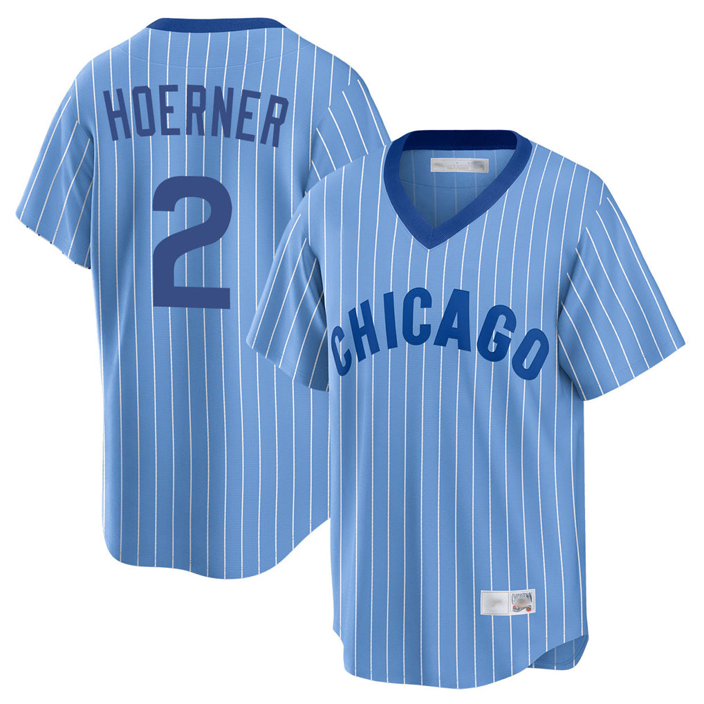 Johmsee C.Cubs #2 Nico Hoerner Player Blue T-shirt Cooperstown Collection Limited Stitched Jerseys