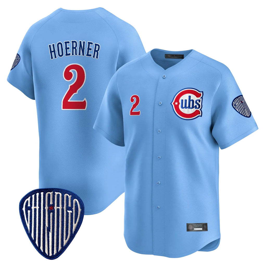 Johmsee C.Cubs #2 Nico Hoerner Player Blue Vapor Premier Limited Home Stitched Jerseys