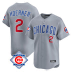 Johmsee C.Cubs #2 Nico Hoerner Player Gray Road 150th Anniversary Limited Home Stitched Jerseys