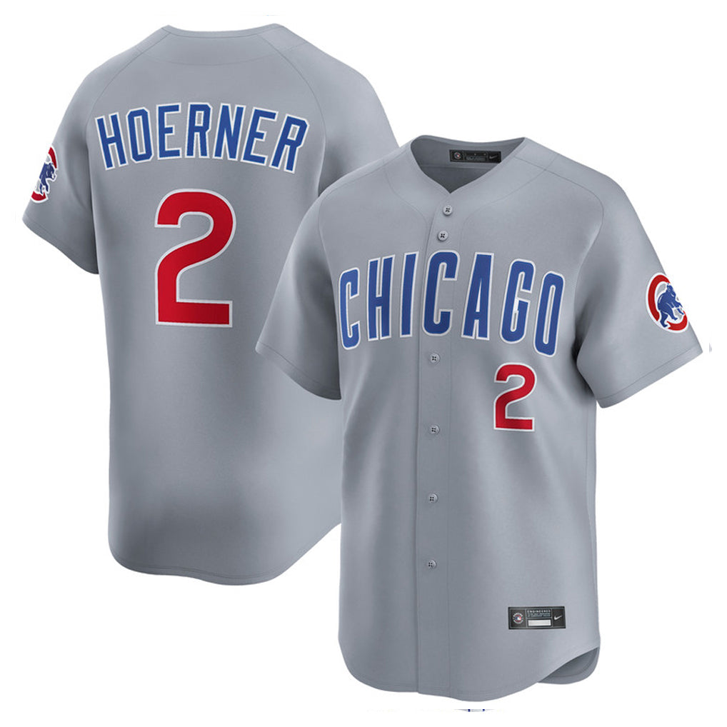 Johmsee C.Cubs #2 Nico Hoerner Player Gray Road Limited Home Stitched Jerseys
