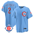 Johmsee C.Cubs #2 Nico Hoerner Player Light Blue 150th Anniversary Home Game Stitched Jerseys
