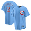 Johmsee C.Cubs #2 Nico Hoerner Player Light Blue Home Game Stitched Jerseys