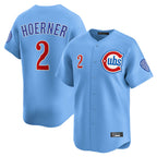 Johmsee C.Cubs #2 Nico Hoerner Player Light Blue Limited Home Stitched Jerseys