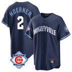 Johmsee C.Cubs #2 Nico Hoerner Player Navy 150th Anniversary City Connect Home Game Stitched Jerseys