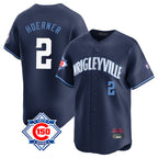 Johmsee C.Cubs #2 Nico Hoerner Player Navy City Connect 150th Anniversary Limited Home Stitched Jerseys