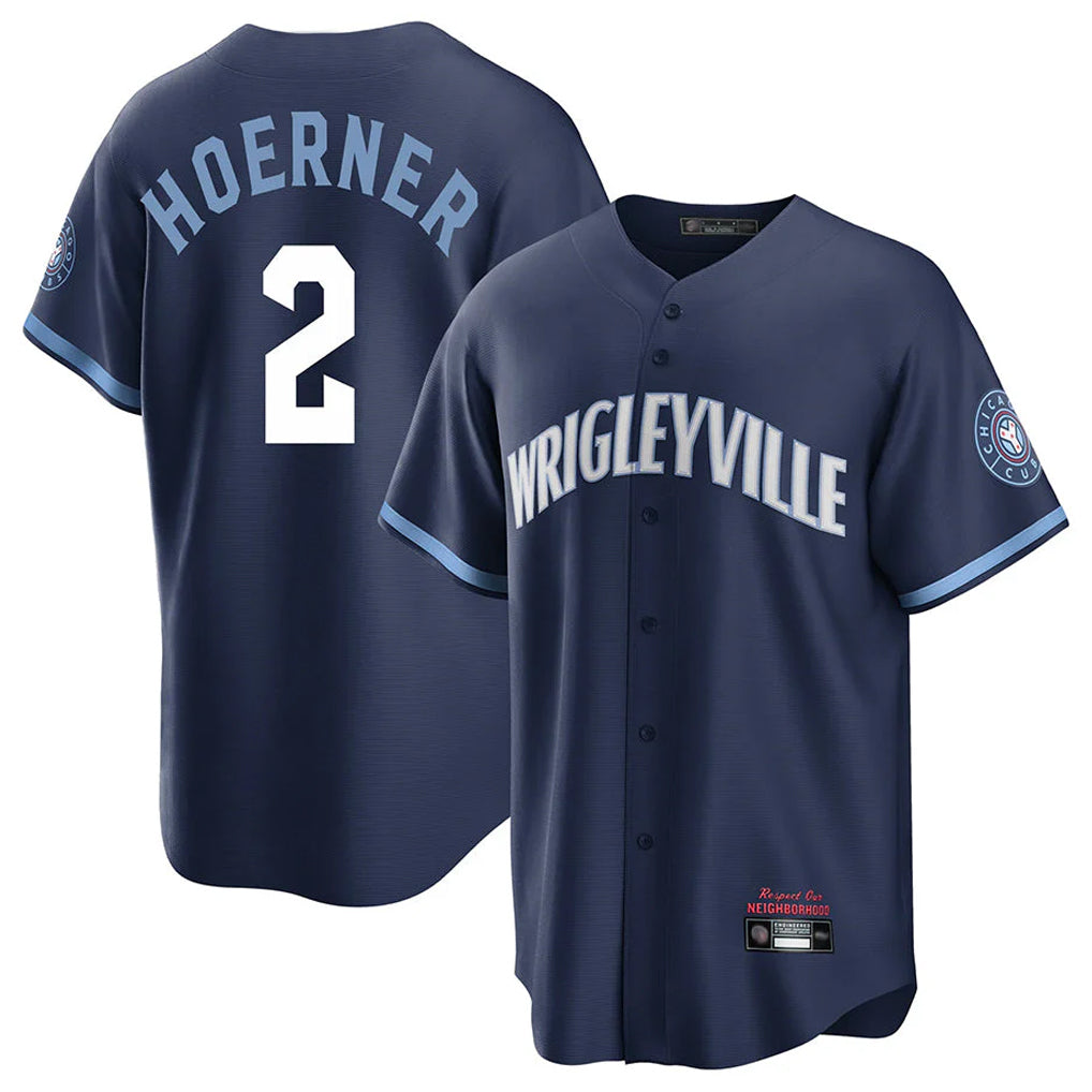 Johmsee C.Cubs #2 Nico Hoerner Player Navy City Connect Home Game Stitched Jerseys