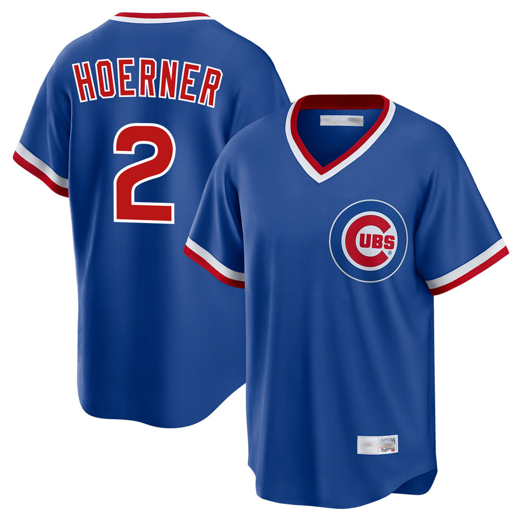 Johmsee C.Cubs #2 Nico Hoerner Player Royal T-shirt Cooperstown Collection Limited Stitched Jerseys