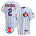 Johmsee C.Cubs #2 Nico Hoerner Player White 150th Anniversary Home Game Stitched Jerseys