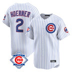 Johmsee C.Cubs #2 Nico Hoerner Player White 150th Anniversary Limited Home Game Stitched Jerseys