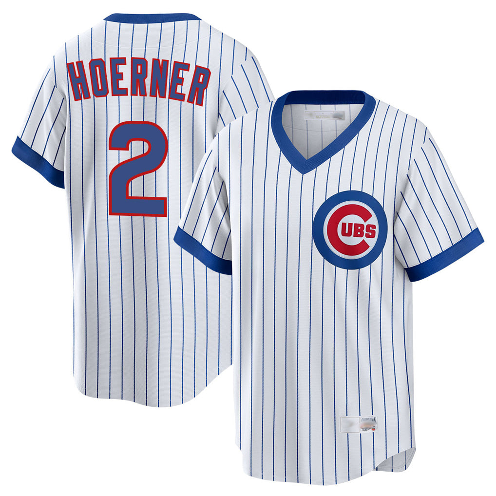 Johmsee C.Cubs #2 Nico Hoerner Player White T-shirt Cooperstown Collection Limited Stitched Jerseys