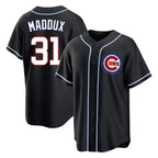 Johmsee C.Cubs #31 Greg Maddux Player Black Fashion Out Game Stitched Jerseys