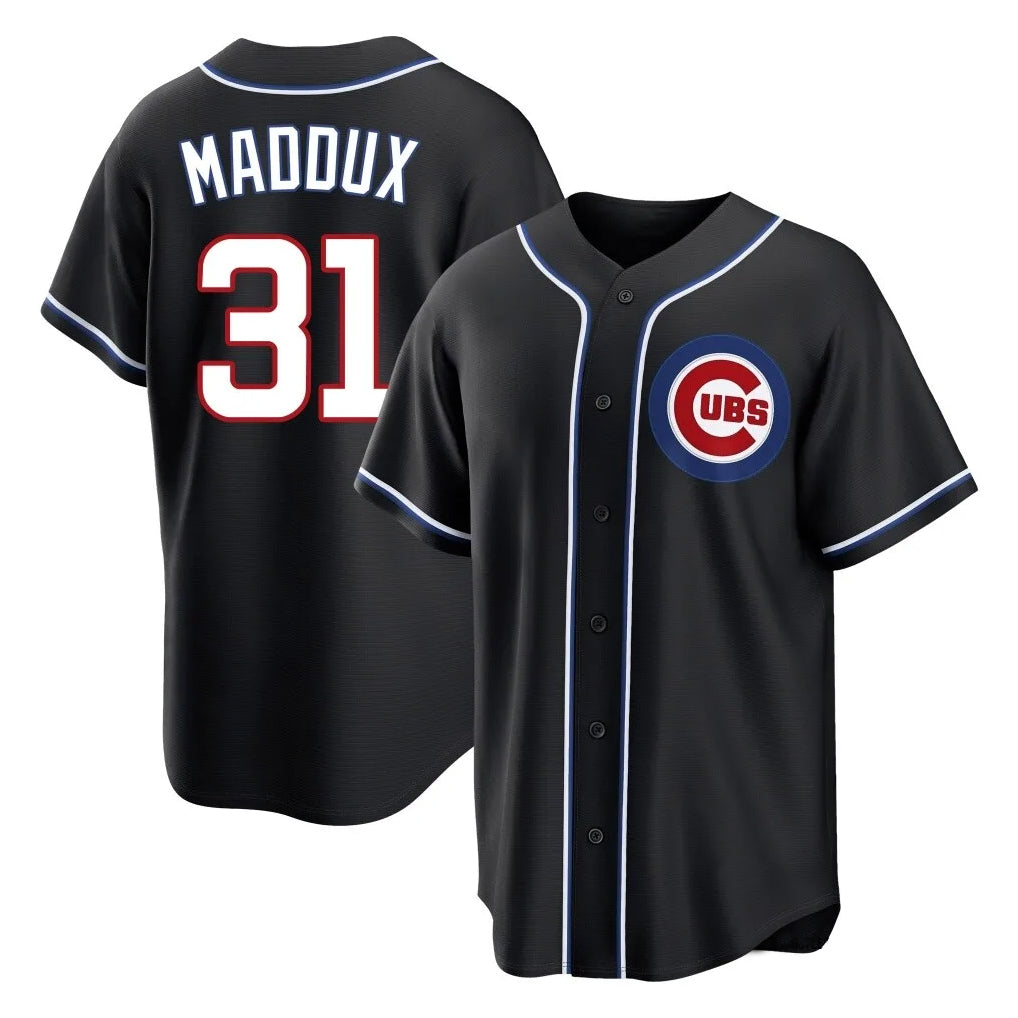 Johmsee C.Cubs #31 Greg Maddux Player Black Fashion Out Game Stitched Jerseys