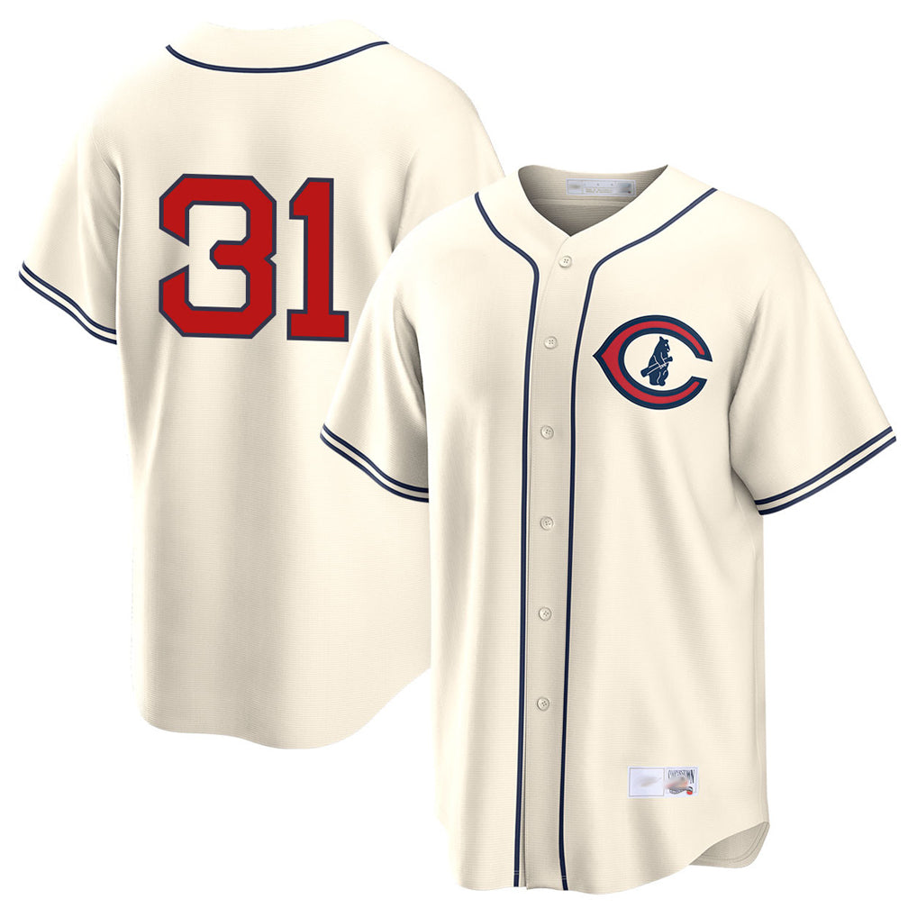Johmsee C.Cubs #31 Greg Maddux Player Cream Field of Dreams Home Game Stitched Jerseys
