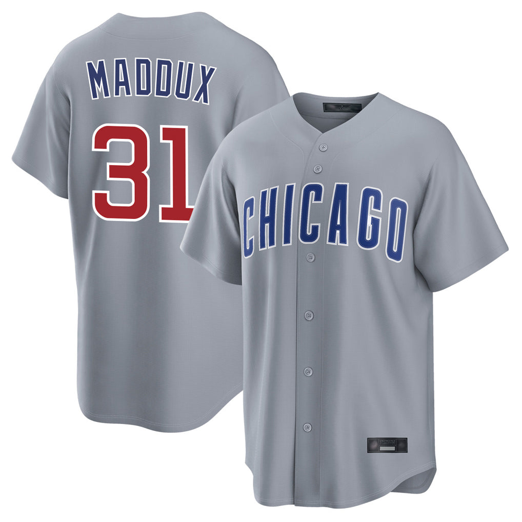 Johmsee C.Cubs #31 Greg Maddux Player Gray Home Game Stitched Jerseys