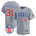 Johmsee C.Cubs #31 Greg Maddux Player Gray Road 150th Anniversary Limited Home Stitched Jerseys