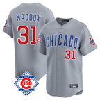 Johmsee C.Cubs #31 Greg Maddux Player Gray Road 150th Anniversary Limited Home Stitched Jerseys