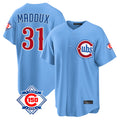 Johmsee C.Cubs #31 Greg Maddux Player Light Blue 150th Anniversary Home Game Stitched Jerseys