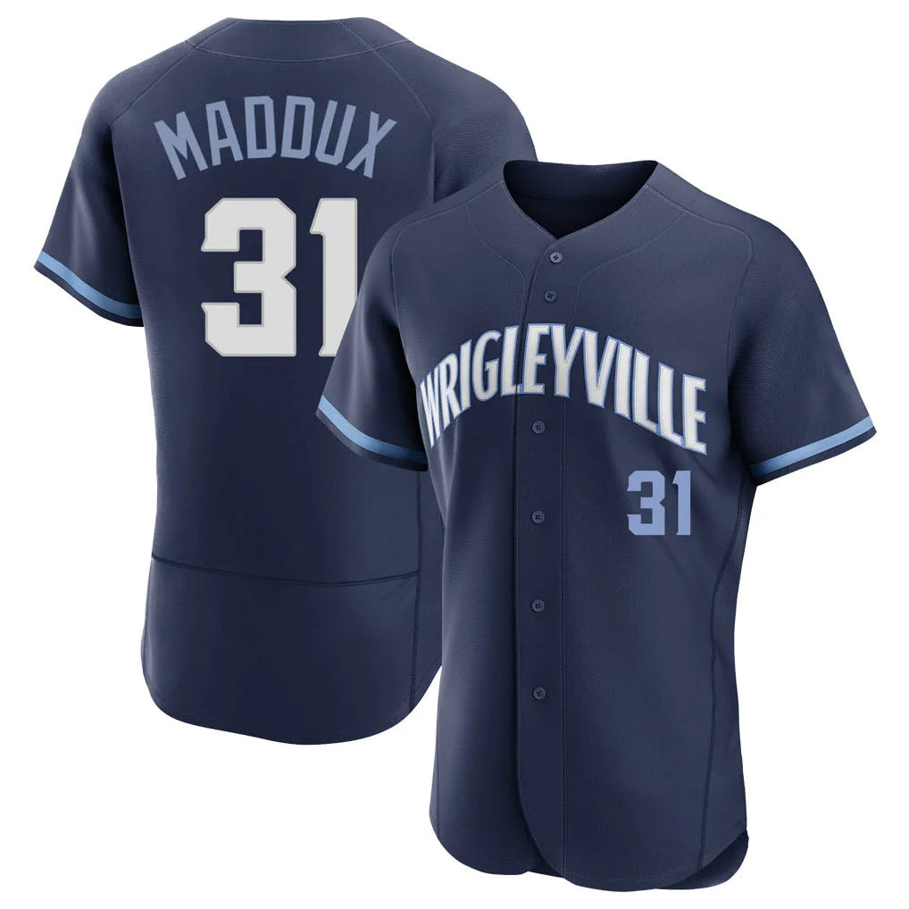 Johmsee C.Cubs #31 Greg Maddux Player Navy City Connect Limited Elite Home Stitched Jerseys