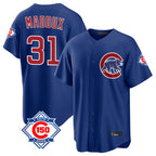 Johmsee C.Cubs #31 Greg Maddux Player Royal 150th Anniversary Home Game Stitched Jerseys