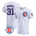 Johmsee C.Cubs #31 Greg Maddux Player White 150th Anniversary Limited Elite Home Game Stitched Jerseys
