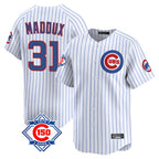 Johmsee C.Cubs #31 Greg Maddux Player White 150th Anniversary Limited Home Game Stitched Jerseys