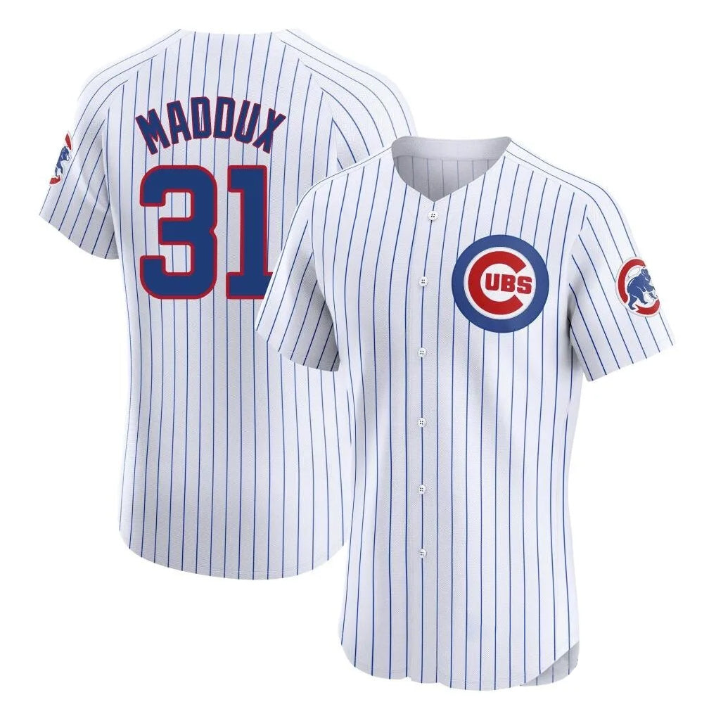 Johmsee C.Cubs #31 Greg Maddux Player White Limited Elite Home Game Stitched Jerseys