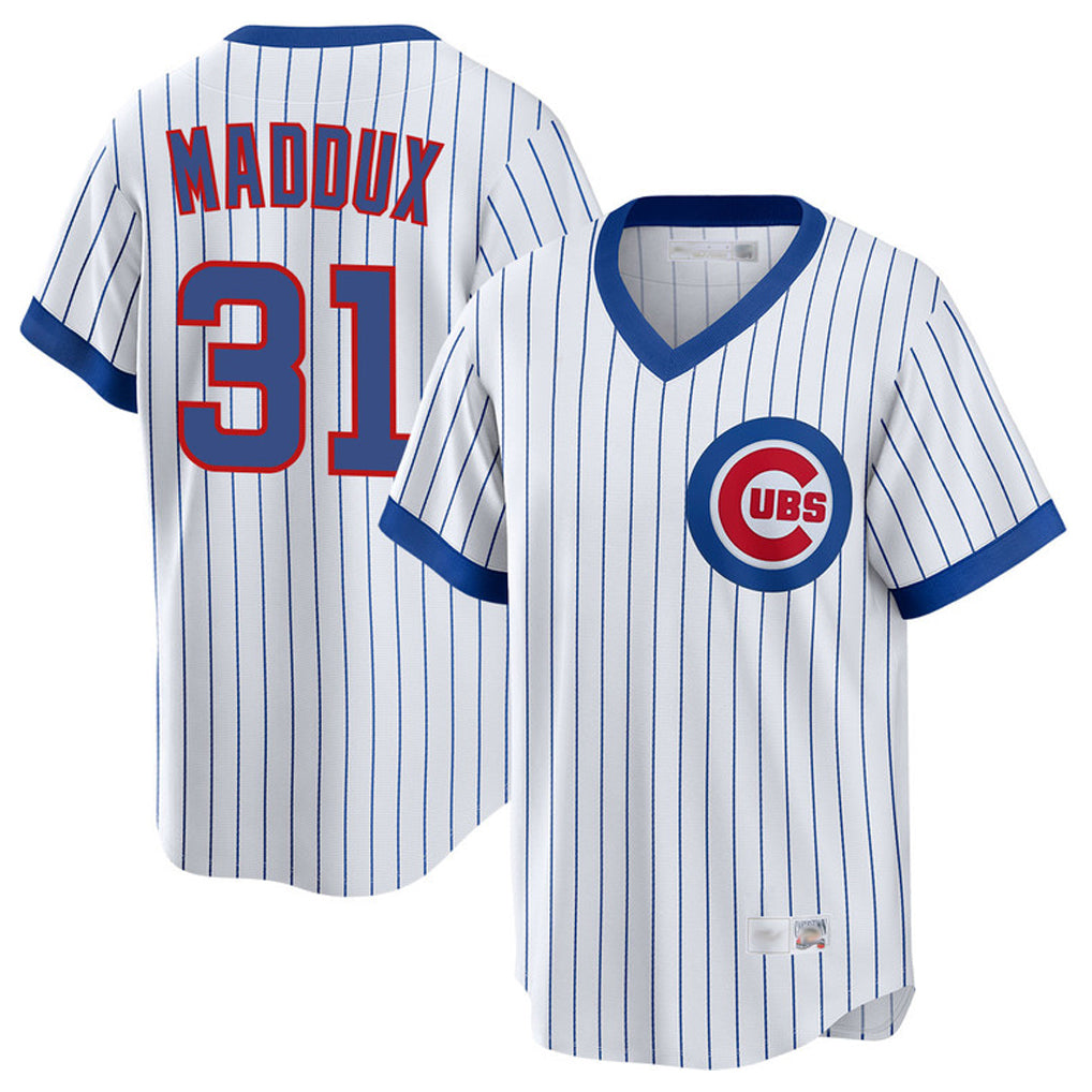 Johmsee C.Cubs #31 Greg Maddux Player White T-shirt Cooperstown Collection Limited Stitched Jerseys