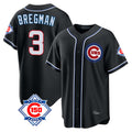 Johmsee C.Cubs #3 Alex Bregman Black Fashion Out 150th Anniversary Game Stitched Jerseys