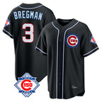 Johmsee C.Cubs #3 Alex Bregman Black Fashion Out 150th Anniversary Game Stitched Jerseys