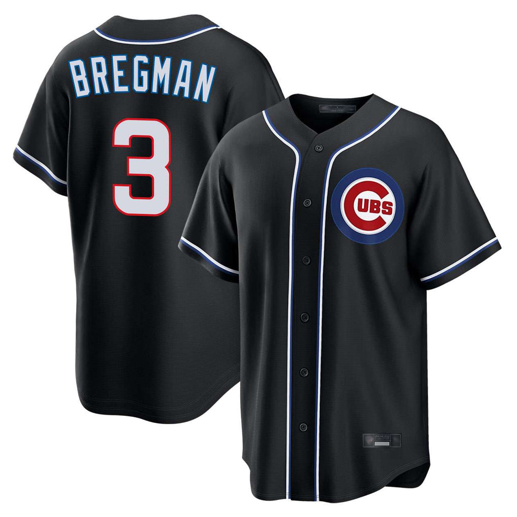 Johmsee C.Cubs #3 Alex Bregman Black Fashion Out Game Stitched Jerseys