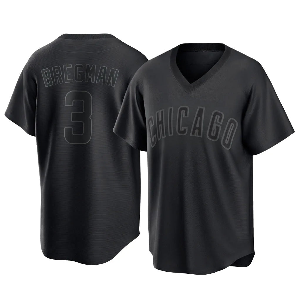 Johmsee C.Cubs #3 Alex Bregman Black T-shirt Home Game Stitched Jerseys
