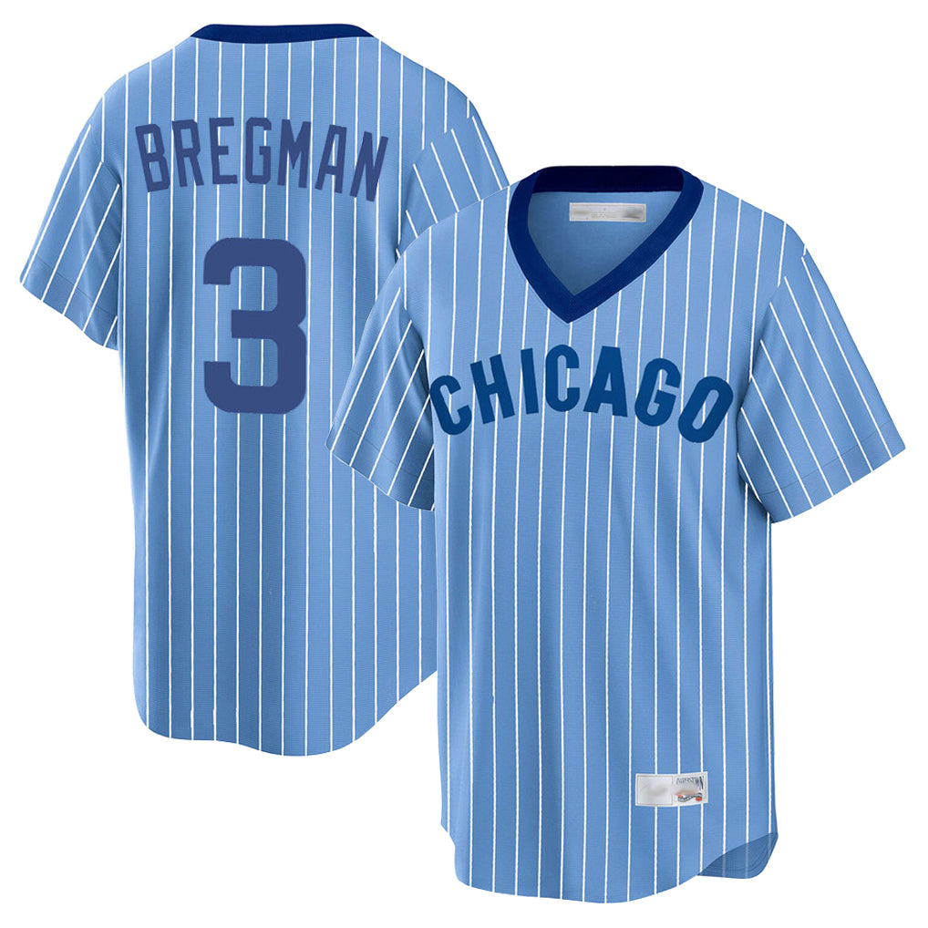 Johmsee C.Cubs #3 Alex Bregman Blue T-shirt Cooperstown Collection Limited Stitched Jerseys