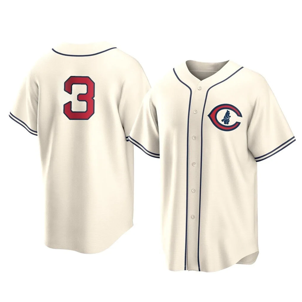 Johmsee C.Cubs #3 Alex Bregman Cream Field of Dreams Home Game Stitched Jerseys