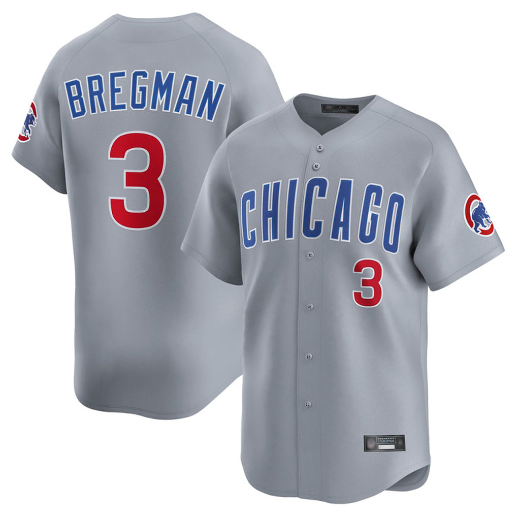 Johmsee C.Cubs #3 Alex Bregman Gray Road Limited Home Stitched Jerseys