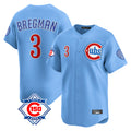 Johmsee C.Cubs #3 Alex Bregman Light Blue 150th Anniversary Limited Home Stitched Jerseys