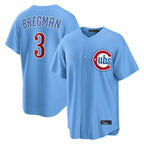 Johmsee C.Cubs #3 Alex Bregman Light Blue Home Game Stitched Jerseys