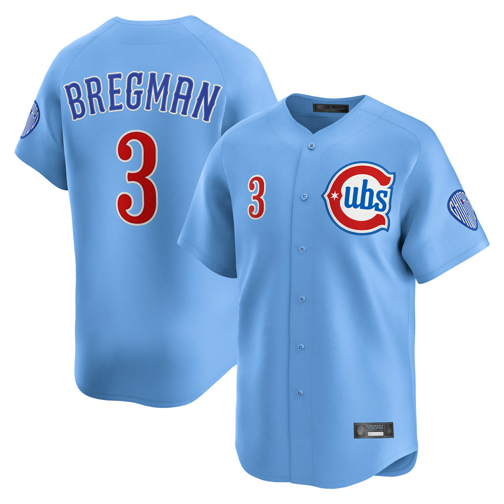 Johmsee C.Cubs #3 Alex Bregman Light Blue Limited Home Stitched Jerseys