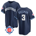 Johmsee C.Cubs #3 Alex Bregman Navy 150th Anniversary City Connect Home Game Stitched Jerseys