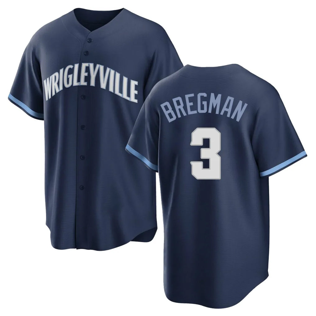 Johmsee C.Cubs #3 Alex Bregman Navy City Connect Home Game Stitched Jerseys